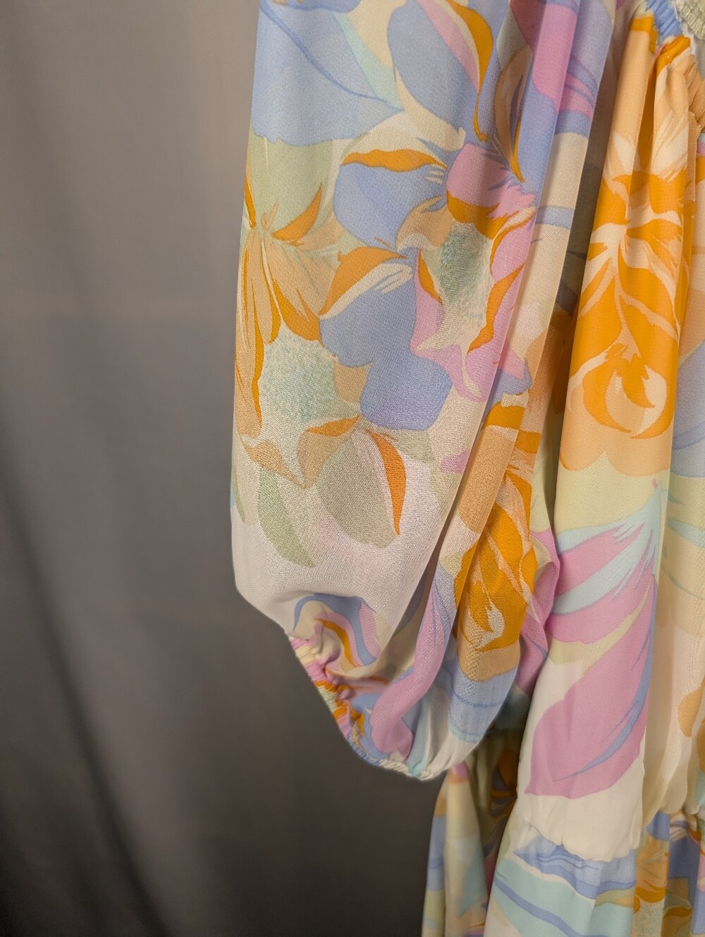 Lixology 3X Pastel Floral Puff Sleeve Maxi Dress Cottagecore Boho A-142 - Picture 5 of 11